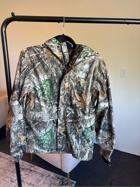 Realtree Gamehide Camouflage Jacket with Yellow Logo and Black Lining